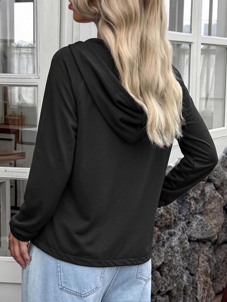 Yiyi 2025 Autumn/Winter Patchwork Hoodie - Casual Buttoned Pullover Sweatshirt