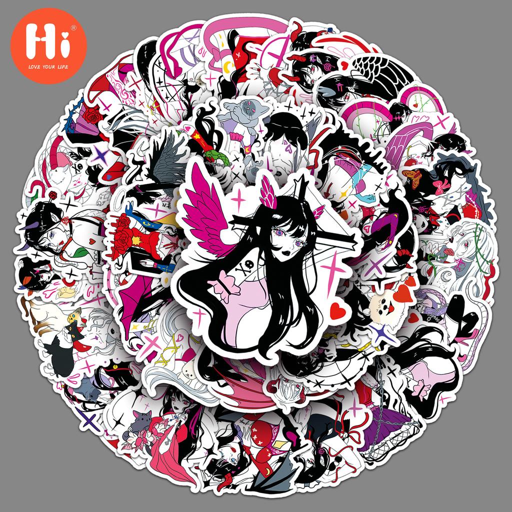 50 Dimensional Girl Graffiti Personalized Original Dark Gothic Guka Creative Decoration Phone Cases, Luggage Stickers