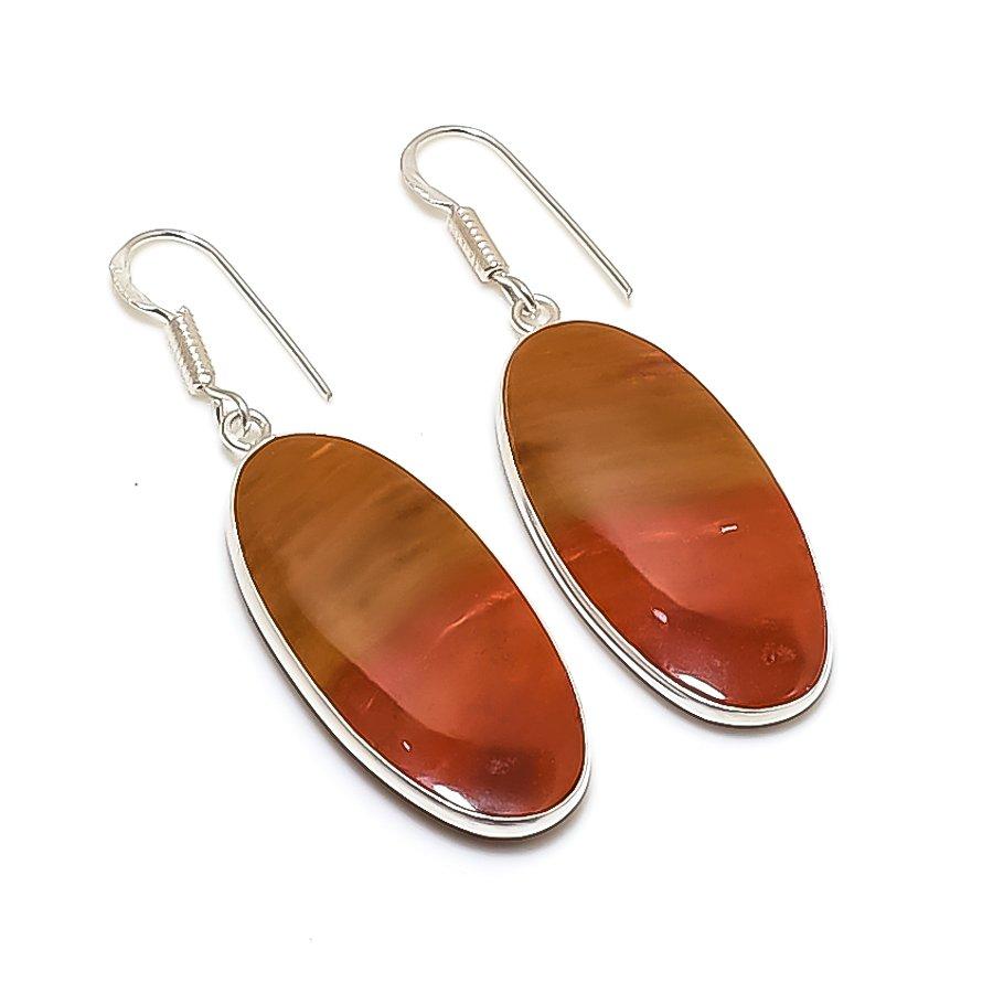 Natural Red Snakeskin Gemstone 925 Sterling Silver Jewelry Earring 2.05  AE-12019