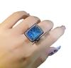 Temperament Sea Blue Zircon Full Diamond Color Treasure Opening Ring Female  Stamp Fashion Wedding Party Jewelry Gift