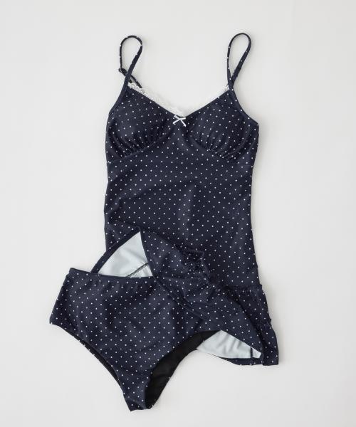 Hata Tiered Skirt Monokini_Navy Dot