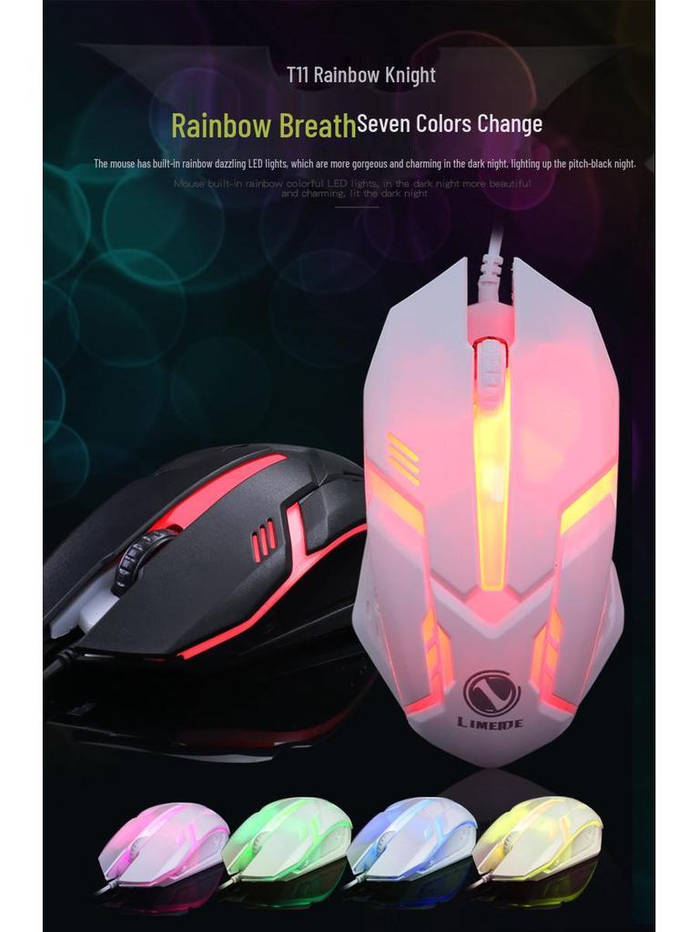 Li-Mage GTX300 White RGB Backlit USB Gaming Keyboard and Mouse Set