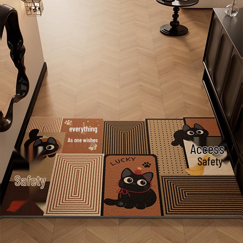 Cartoon Mimi Non-Slip Door Mat - Easy Clean, Dirt-Resistant, Cuttable Silk Loop Foot Pad for Home