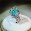 925  New Arrival With Cotton Wool Imitation Natural Paraiba Full Diamond Ring For Women Birthday Party Jewelry Gift