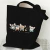 Cartoon Beagle Dog Print Canvas Tote Bag Fashion Animal Shoulder Shopping Bag for Men Women Teens