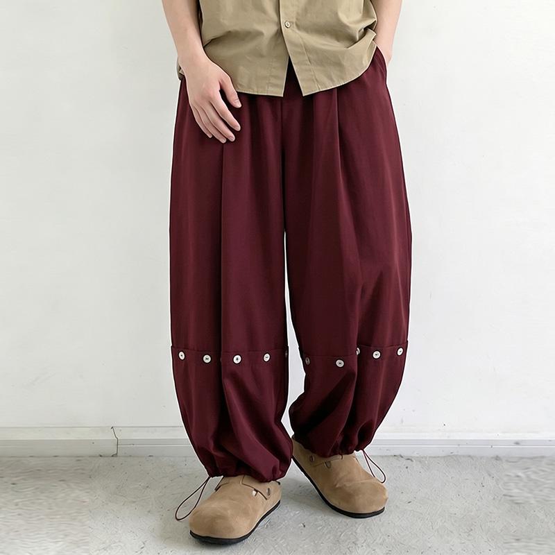 INCERUN Men Drawstring Elastic Waist Solid Color Casual Loose Long Harem Pants Trousers