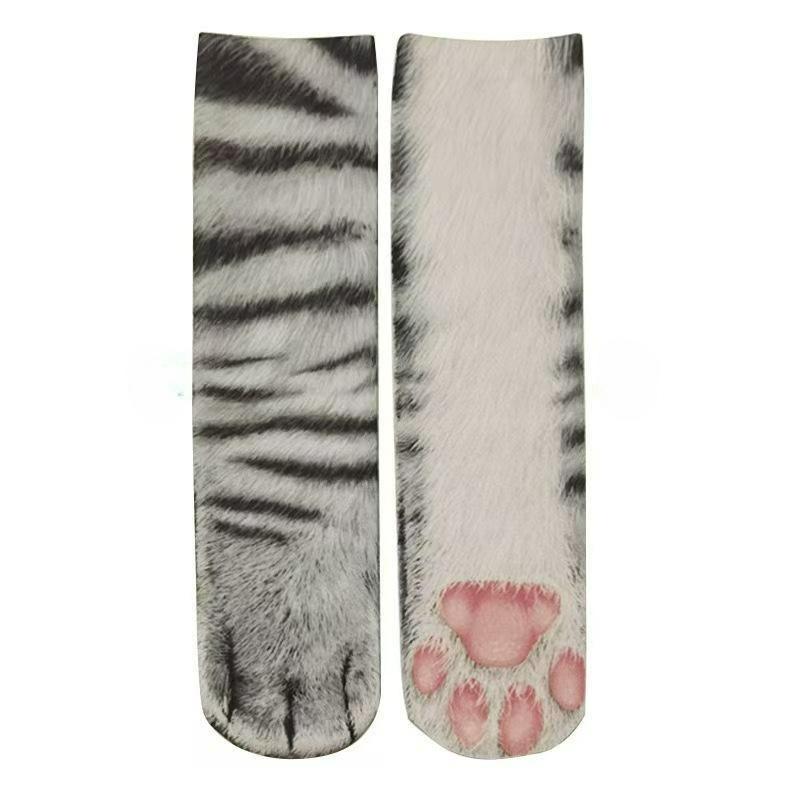Unisex Adult 3D Print Animal Paw Socks Creative Funny Cat Dog Dinosaur Tiger Paw Socks Novelty Mid Tube Sockings Christmas Gifts