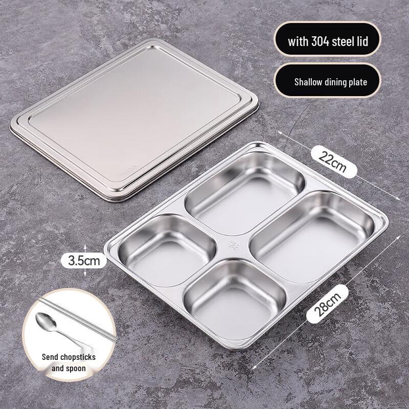 

Stainless Steel Divided Lunch Box with Lid (2-Pack)