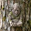 Tree Face Bird Feeder Funny Resin Hanging Bird Feeding Station Tree Mounted Forest Guardian Sculpture for Backyard Garden