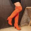 Foreign Trade Large Size Long Tube Over the Knee Suede Back Lace-up Thin Boots 2025 Autumn and Winter New High-heeled Round-head Fashion Women's Boots