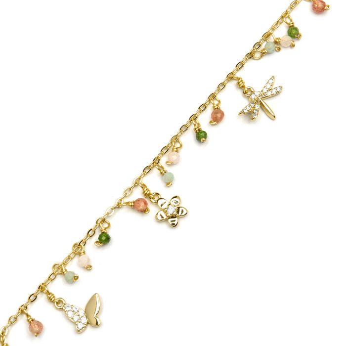 Bracelet - LUXENTER - Lok - 925 Sterling Silver - Green Crystal - 18k Yellow Gold Finish