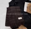 Plaid Imitation Cashmere Scarf Women's Winter New High-end Versatile Shawl Student Warm Scarf White