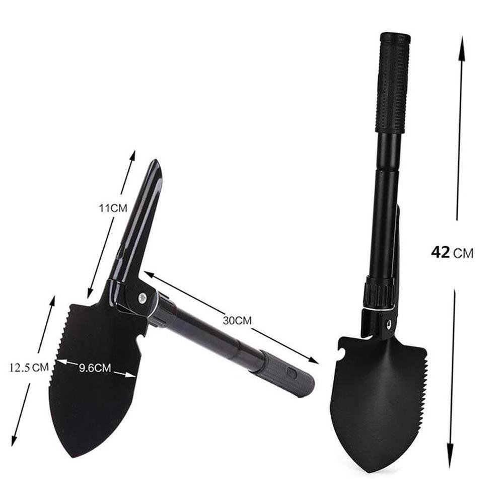 Collapsible Shovel With Compass Multifunctional Tactical Shovel With Zipper Bag Anti-slip Handle Garden Tool