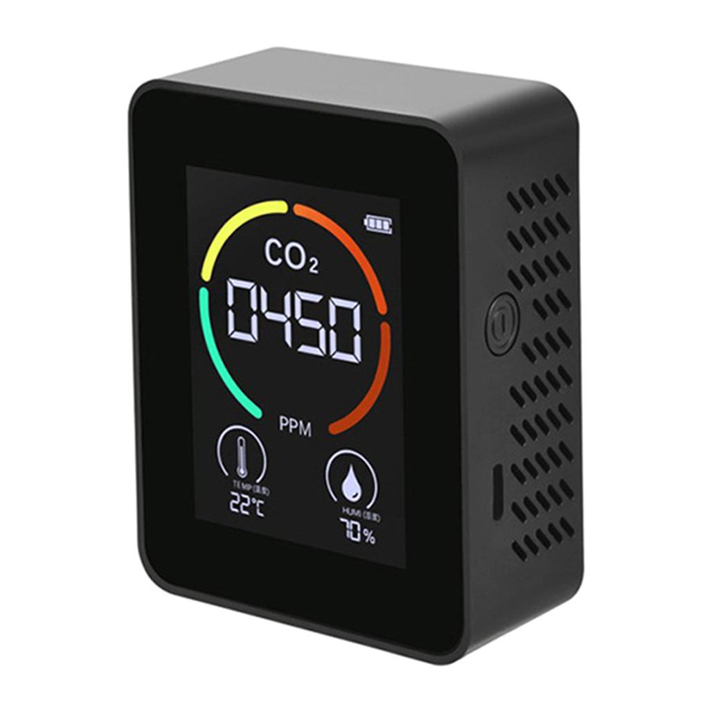 Digitales CO2-Messgerät, Luftqualitätsmonitore, 1200 mAh, mit Temperatur- und Feuchtigkeitssensor für den Bürogebrauch, genaue Luftanalyse