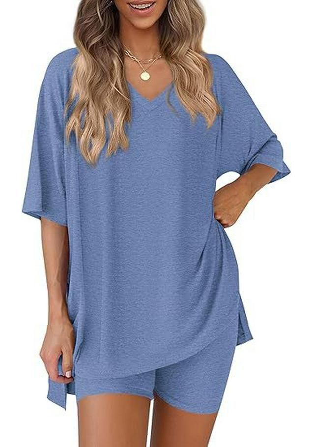 Women's Casual V-neck T-shirt & Shorts Homewear Set, 2026 Collection: Comfortable and Stylish 