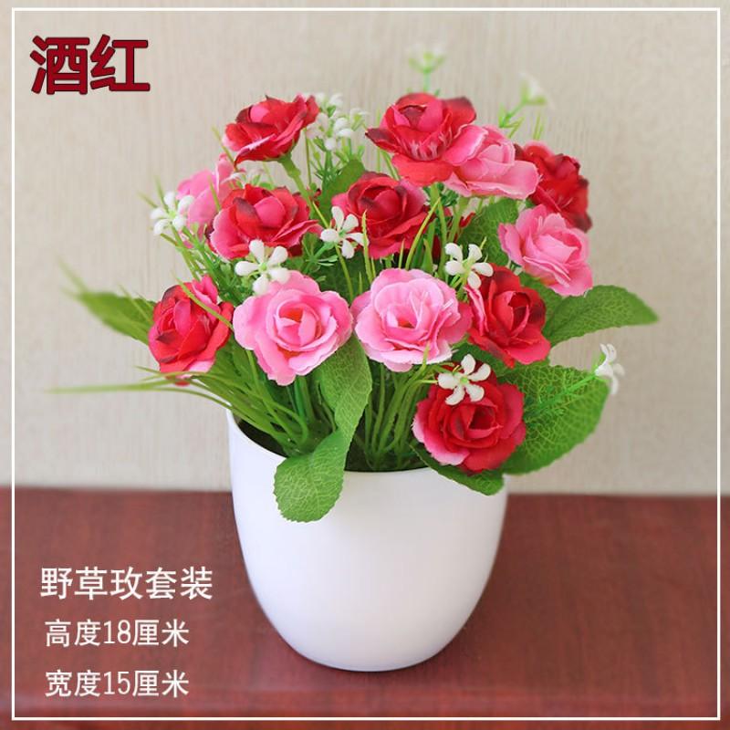 Artificial Silk Flower Potted Plant Desktop Decor Home Office Interior Styling Small Fake Floral Arrangement