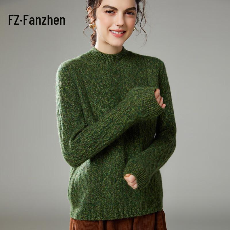 Fanzhen Women's Thickened Half-High Neck Cashmere Sweater