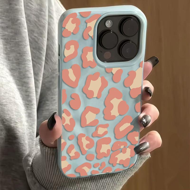 Rosa Leopardenmuster Falttextur Handyhülle Für iPhone 17 Pro Max Air 16E 16 Plus 15 14 13 12 11 Stoßfest Süßigkeiten Bumper Abdeckung