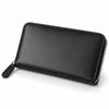 [RATOM] 100% Sheepskin Leather Long Wallet for Men, Slim Design, Large Capacity, Round Zipper, Holds 13 Card Slots (Black)