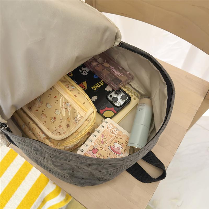 Women's Corduroy Student Schoolbag Printed Backpack