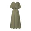 Women's Loose Belt Waist Color Large Swing Skirt Plus Size Dress