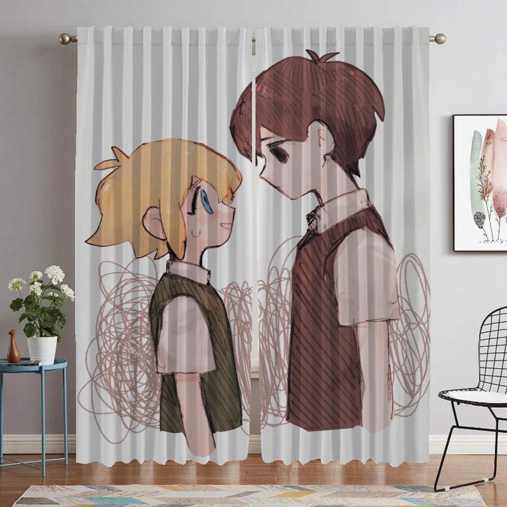 Living Room Space Lightblocking Drape Sheer for Bedroom Home Interior Draperies 2 Panels Divider Covers Child for Omori Cooking Room Draperies