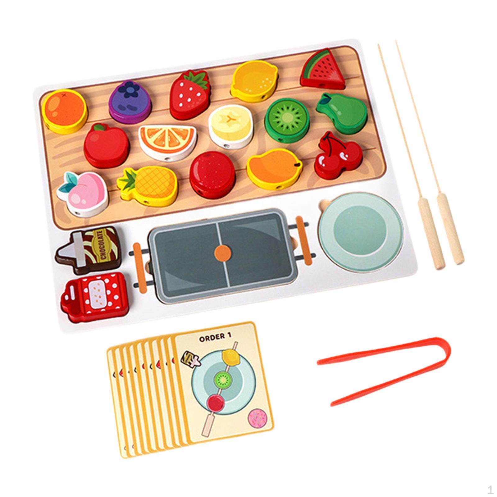 

Деревянный игровой набор для приготовления еды, игрушки для приготовления пищи, развивающие развлечения, дошкольное обучение, кухонные принадлежности, сделай сам Fruit Candied Haws