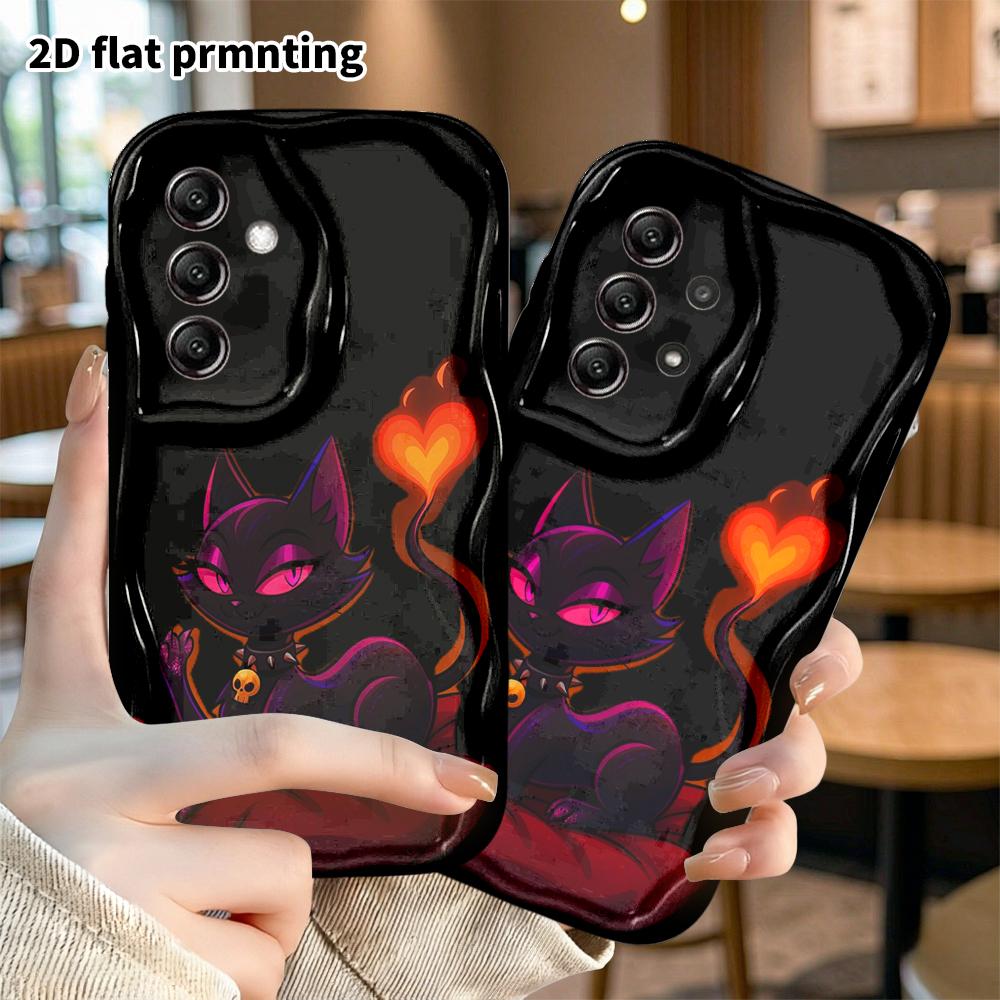 Phone Case: 2D flat, fits Samsung Galaxy A34 A35 M05 M06 S20 S22 S21 FE Plus 5G, cartoon little black cat, perfect Christmas and Halloween holiday gif