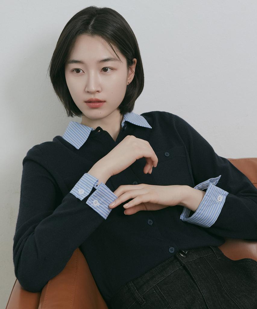 MIND BRIDGE WOMEN [W] Shirt Mix Full Open Knit - 3 Colors