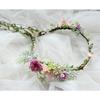 Vine Flower Crown Boho Flower Headband Hair Wreath Floral Halo Headpiece with Ribbon Wedding Party Photos Rosy
