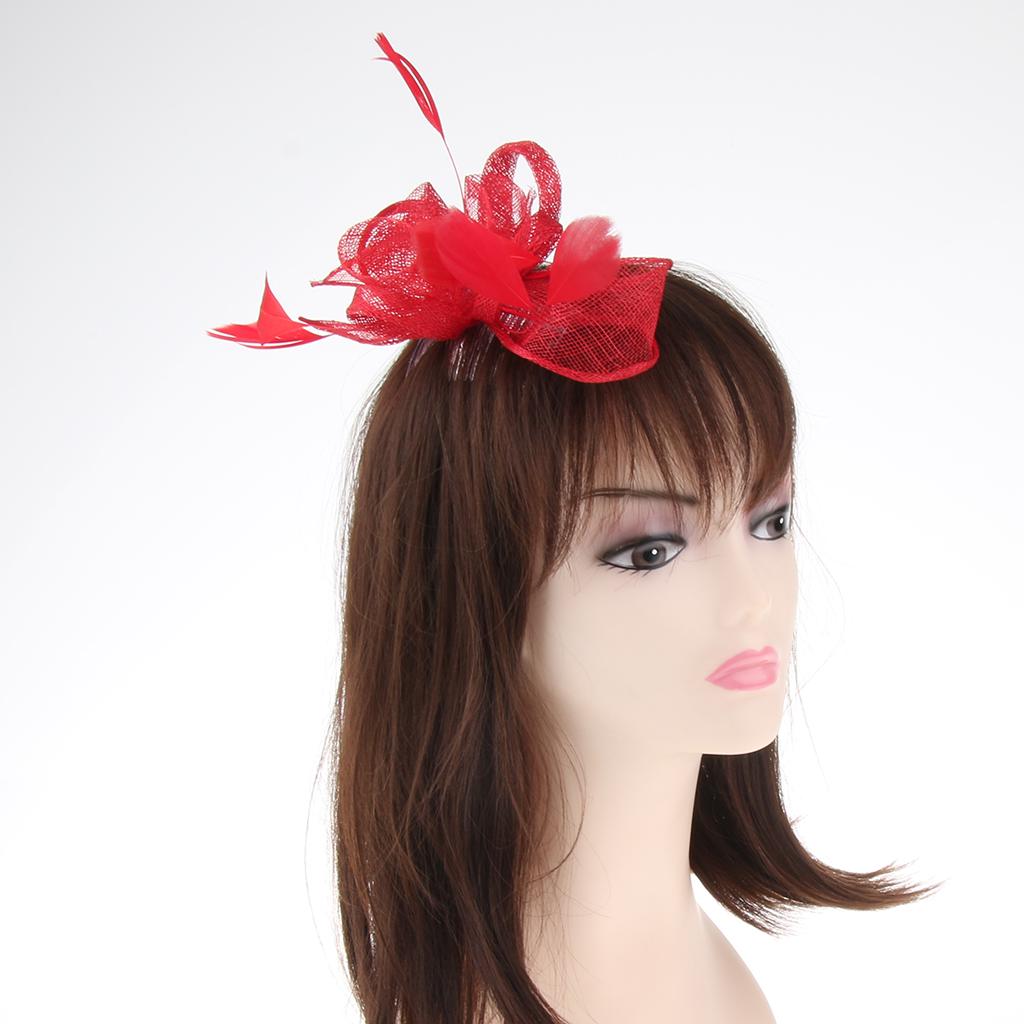 Women Lady Bridal Feather Fascinator 