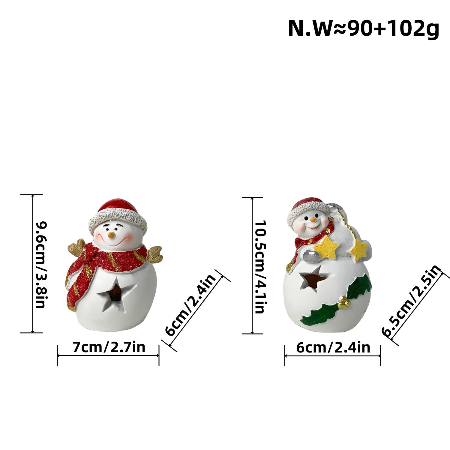 

Christmas Night Lights Snowman Pair Ornaments Home Use Living Room Resin Crafts Tabletop Decoration Gift Idea Durable