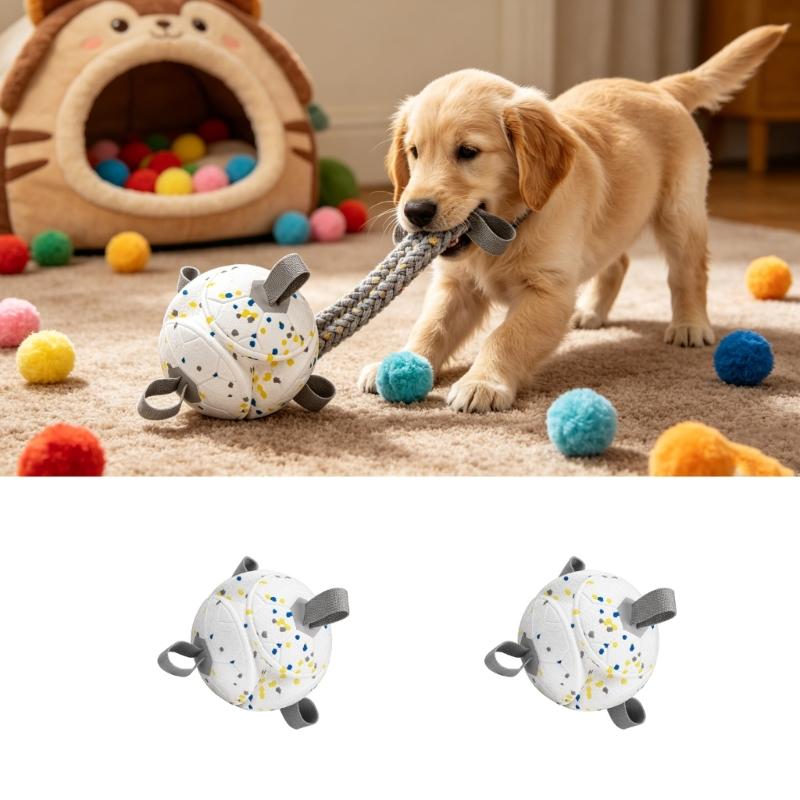 Web Handle Canine Toy Ball for Puppies and Adult Dogs, Soft ETPU Activity Toy for Shared Use and Routine Motion Care