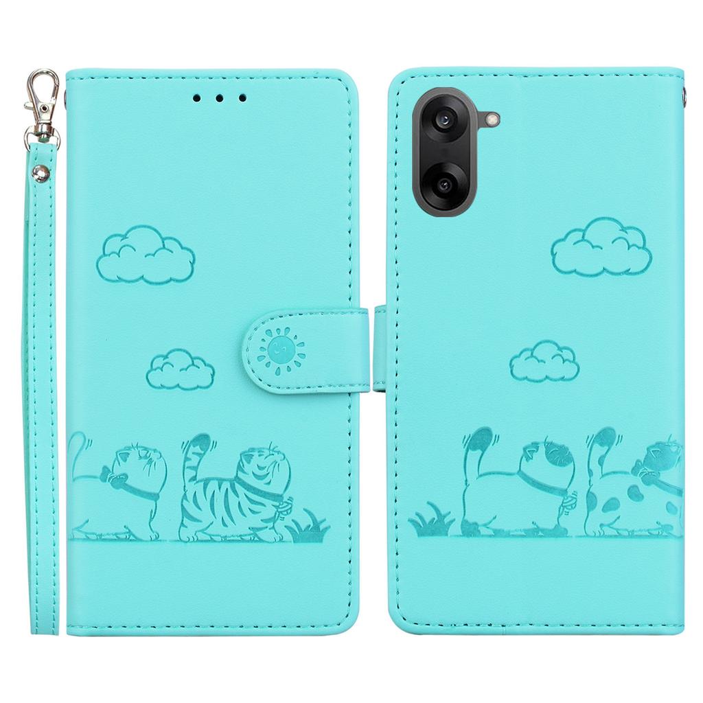 For OnePlus Nord CE5 5G Case RFID Blocking Kitten Pattern TPU+PU Leather Phone Cover with Wrist Strap