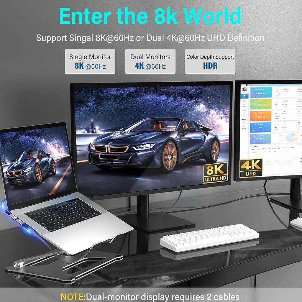 BOEN zu PD Schnell 240W Thunderbolt 3 Ausgang Bildschirm USB Laden Daten Video Langlebig Kompatibel mit und Anderen Geräten Typ-C Typ-C Kabel, 1,2m,