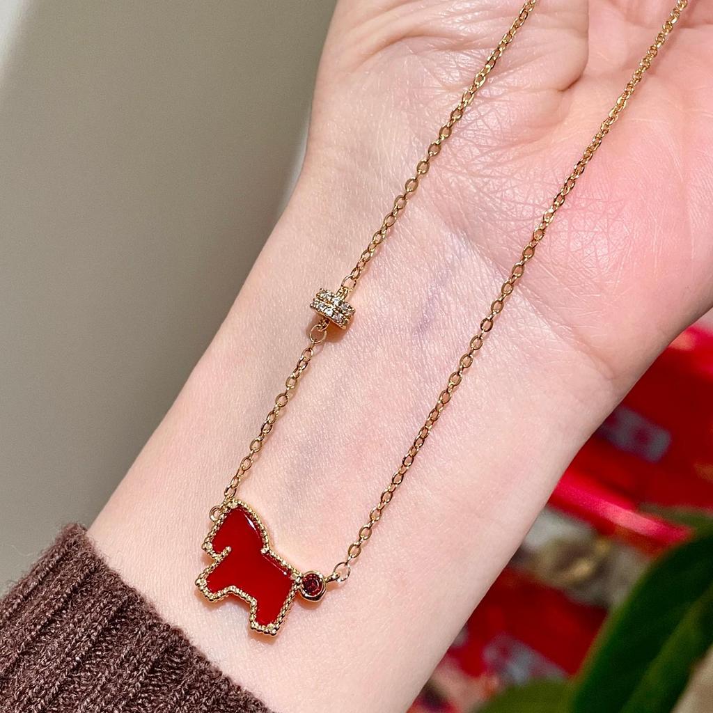 Year of the Horse Red Necklace and Earring Set: High-End, Light Luxury Style