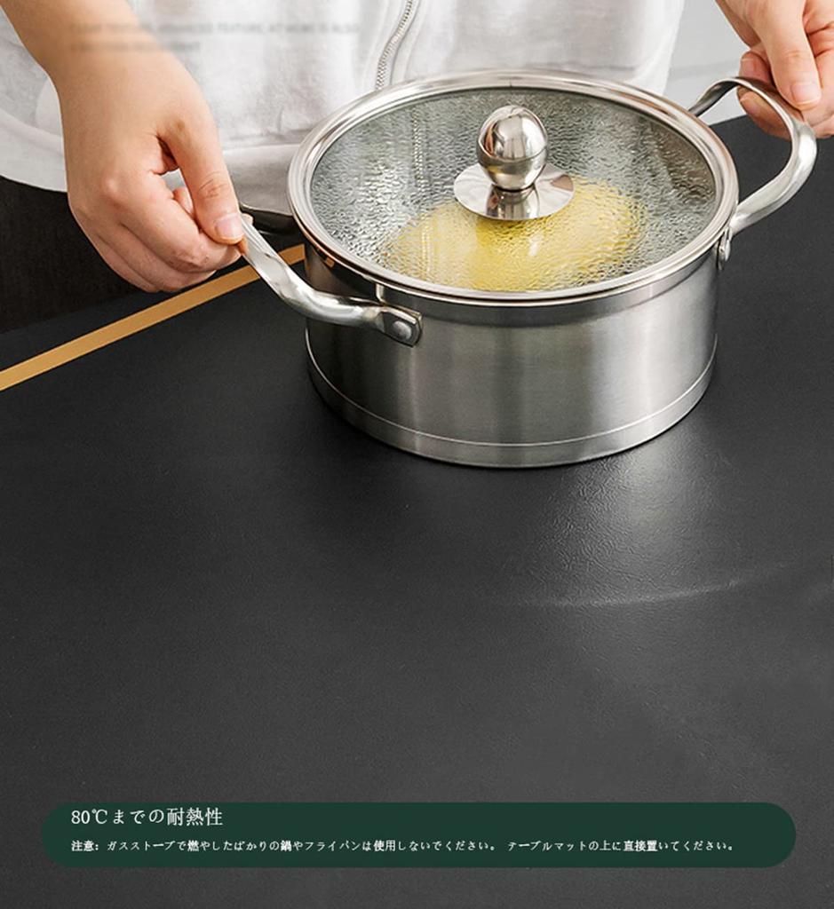 YAHUO PU Leather Tablecloth, Table Mat, Desk Mat, Table Cover, Double-Sided, Waterproof, Stain-Resistant, Durable, Navy + Orange, 90*150cm