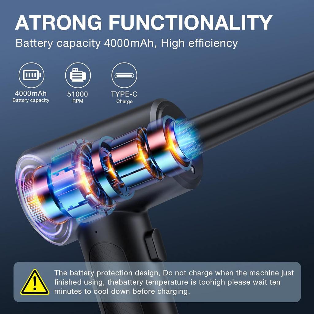 Vacuum Cleaner Wireless Air Duster Computer Keyboard Car Clean 51000RPM USB Portable Electric Dedusting Cordless Air Blower