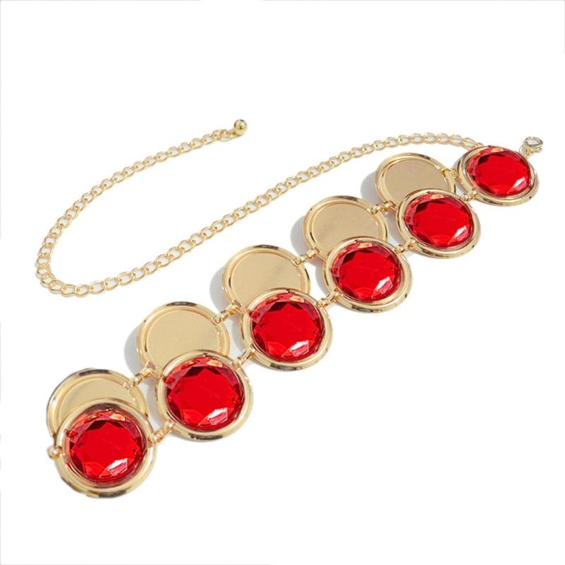 Red Crystal Waist Chain Belt Jewelry Belly Chain Decorative Belts For Women Dresses Red Waist Chain Raven