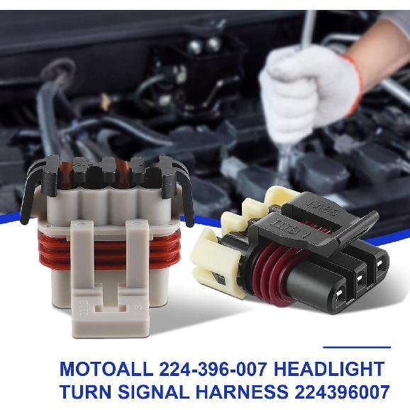 

MOTOALL 224-396-007 Headlight Turn Signal Harness for Freightliner Columbia 224396007 with Blue Heat Shrink Butt Connectors