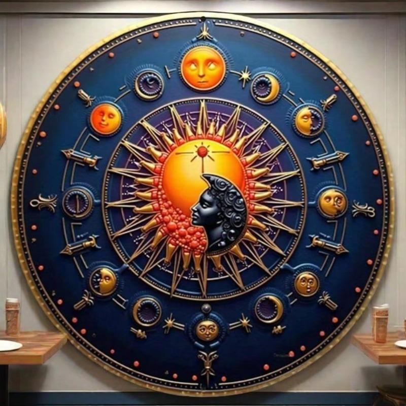 Solar Eclipse Metal Art Sun Moon Stars Wall Decor Bohemian Home Independence Day
