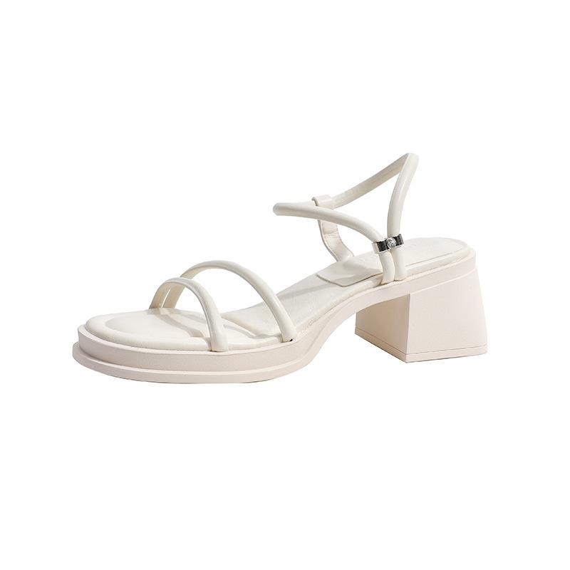 Beach Vacation Wind! Gentle Thick High-heeled Open-toed Sandals for Women In Summer Wear Low-heeled Soft-soled Two Wear Cool Slippers
