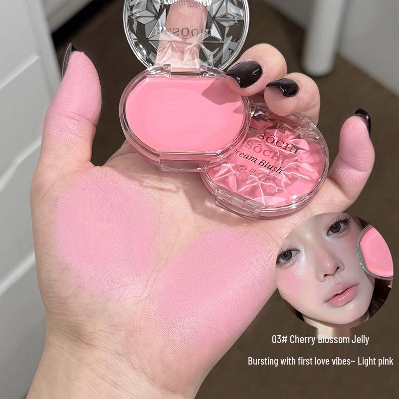 RESOCHI Crystal Cream Blush: Pink Tones, One-Swipe Color, Subtle Shimmer, Brightening Finish, Beginner-Friendly.