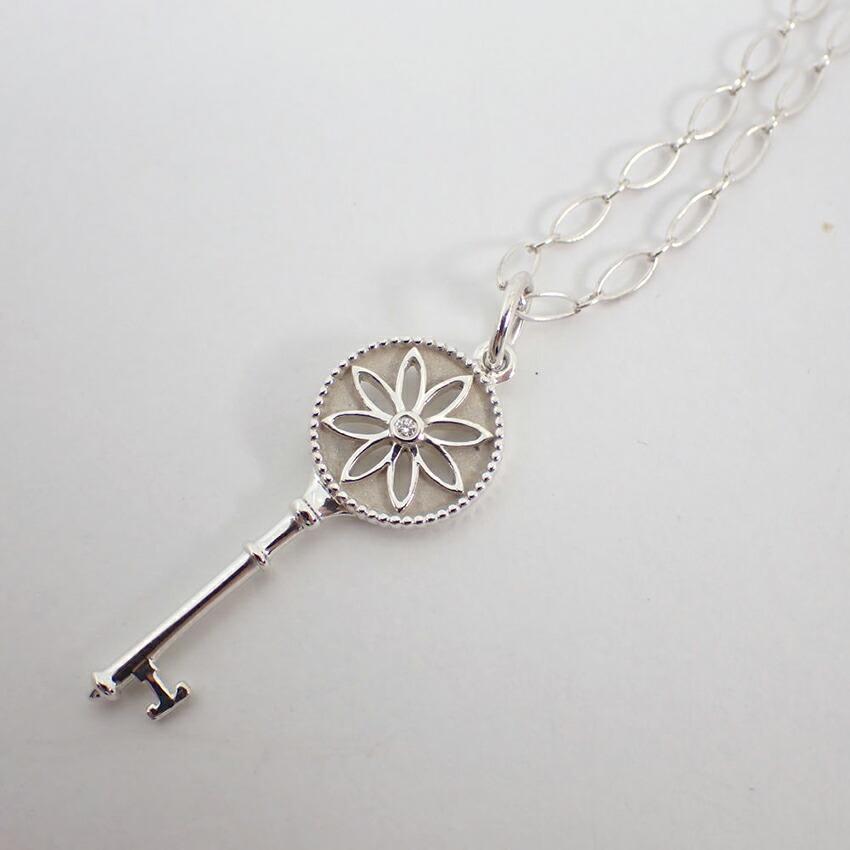 [Used] TIFFANY 925 Daisy Key Diamond Pendant/Oval Link Chain Necklace/g507-46