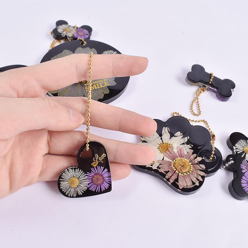 1 Piece New Design Dog Tag Bone Shaped Keychain Silicone Mould Key Chain Pendant Crystal Epoxy Resin Molds For DIY Making Tool