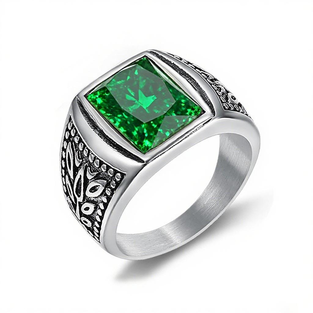 

Персонализированное простое кольцо, ювелирное изделие с тюльпаном, рубином и черным драгоценным камнем, мужское кольцо из нержавеющей стали с драгоценным камнем. 14