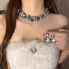 Elegante Conjunto de Collar y Pendientes de Borla de Diamantes Gota de Agua para Mujer