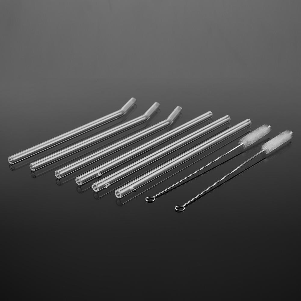 Opakovaně použitelná Ekologická Skleněná Brčka na Pití s Čisticím Kartáčkem Průhledné Pohodlné Nádobí