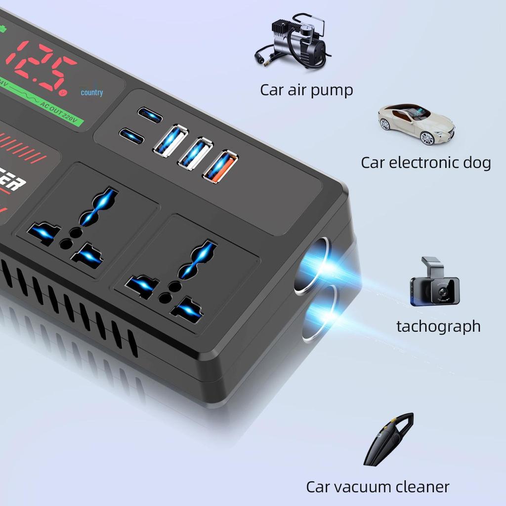 Universal 12V/24V To 220V High-Power Smart Car Inverter Charger