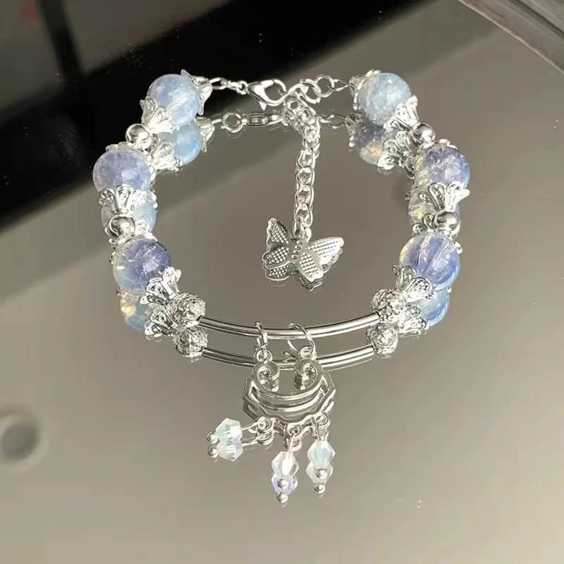 Beaded Trendy Butterfly Bracelet For Women Elegant Alloy Plated Fashion Summer 2024